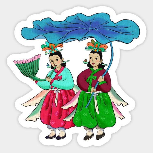 Minhwa: Taoist Fairy Sisters D-4 Type Sticker by koreanfolkpaint